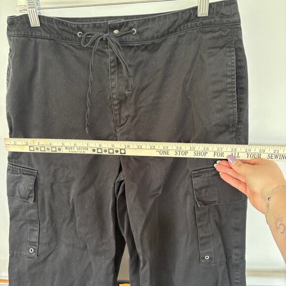 Vintage Y2K Liz Claiborne Black Cargo Tactical Grunge Gorpcore Cotton Pants 12 - Picture 10 of 11